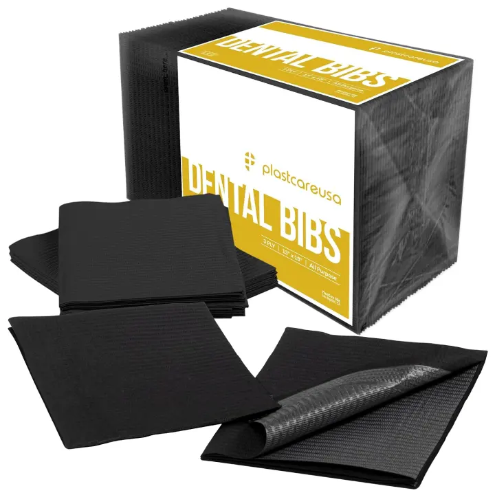 PlastCare 13x18 Disposable Dental & Tattoo Bibs, 3-Ply Waterproof Sheets
