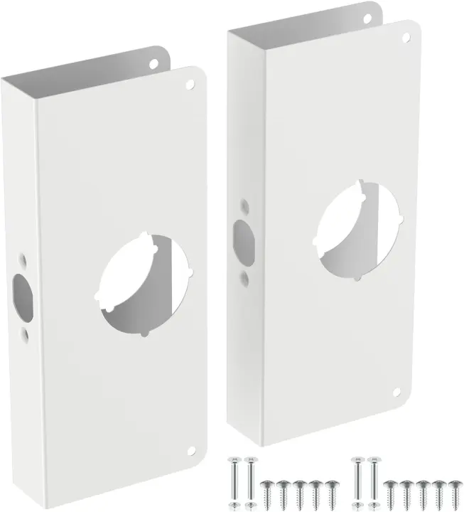 U9585 White Stainless Steel Lock Reinforcement Plates — 2-Pack
